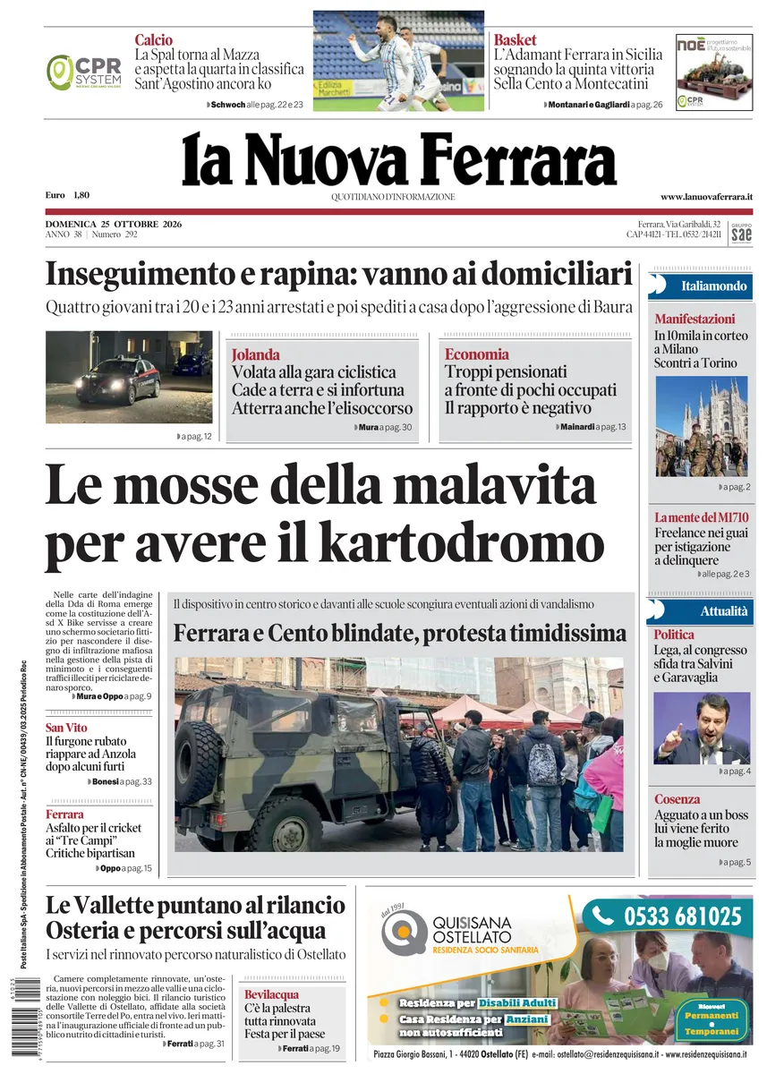 Prima-pagina-nuova ferrara-oggi-edizione-del-2026-10-25